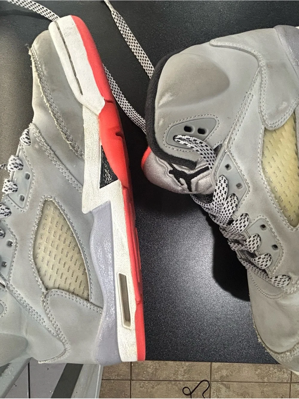 Puma Gray and Red High-Top Sneakers
